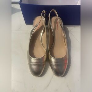 STUART WEITZMAN Metallic Block-Heel Pumps- gold - Size 9 NEW